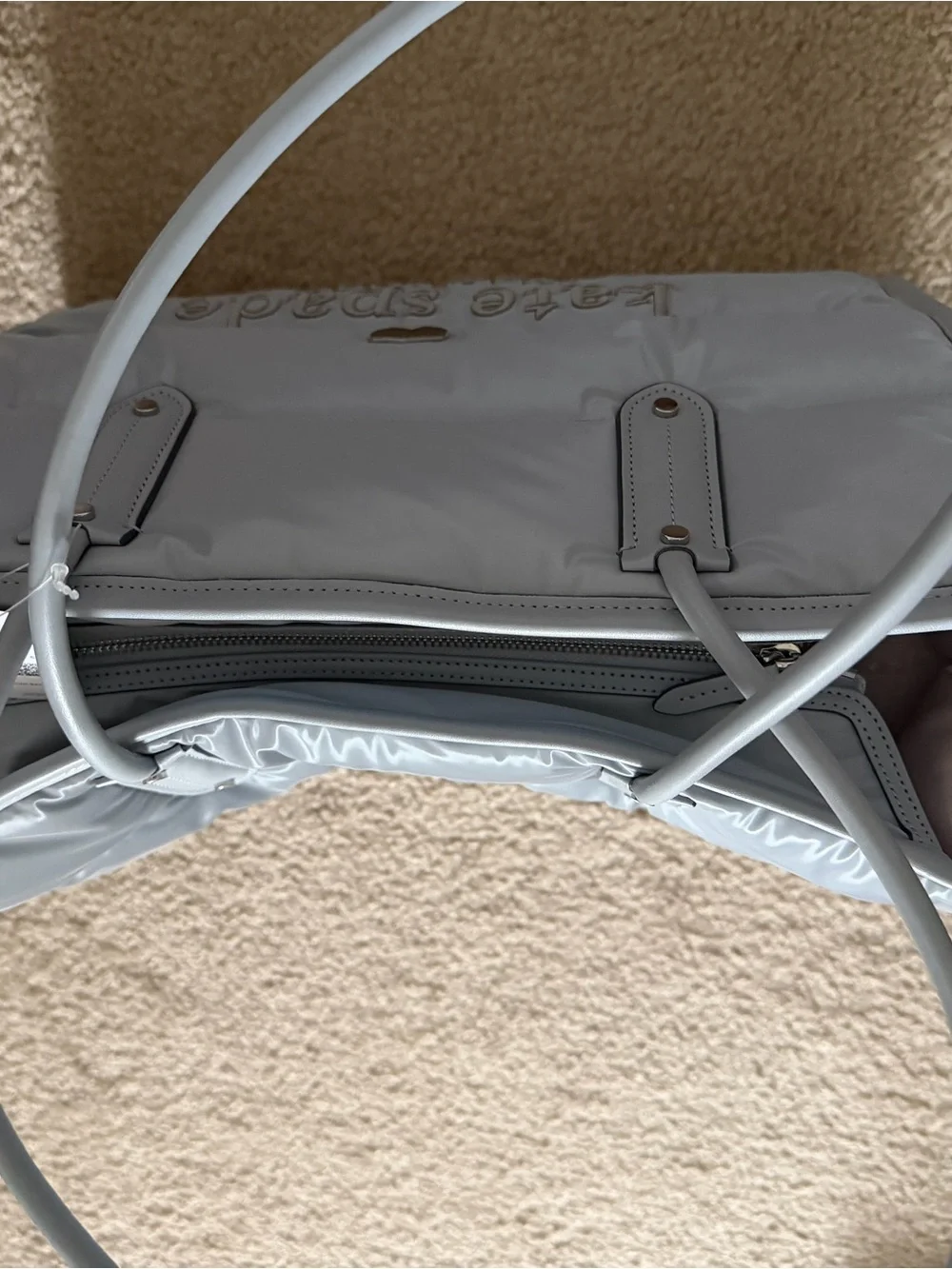 kate spade Silver Quilted Puffer Tote